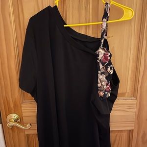 unknown brand drop shoulder tshirt with floral tie